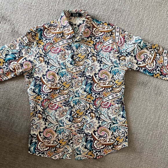 SLRR Men’s Paisley Slim Fit Cotton Button Down Shirt - Medium - Picture 1 of 8